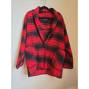 Dance & Marvel Women's Red Plaid Button Jacket with Pockets. Size small